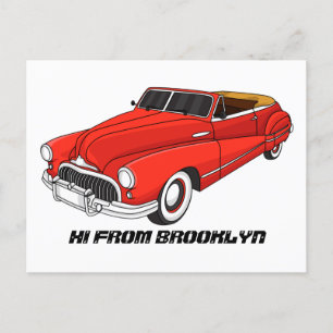 Cartão Postal Automóvel clássico vermelho 1948