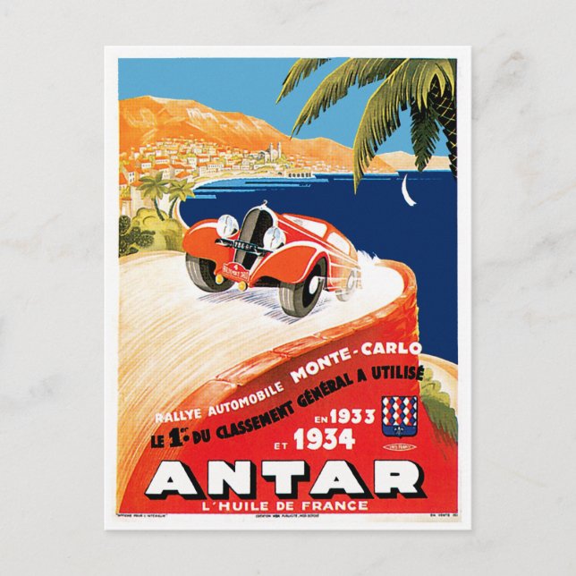 Cartão Postal Automóvel Monte - Carlo de Rallye (Frente)