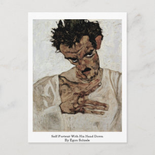 Cartão Postal Autoretrato Com A Cabeça Para Baixo Por Egon Schi
