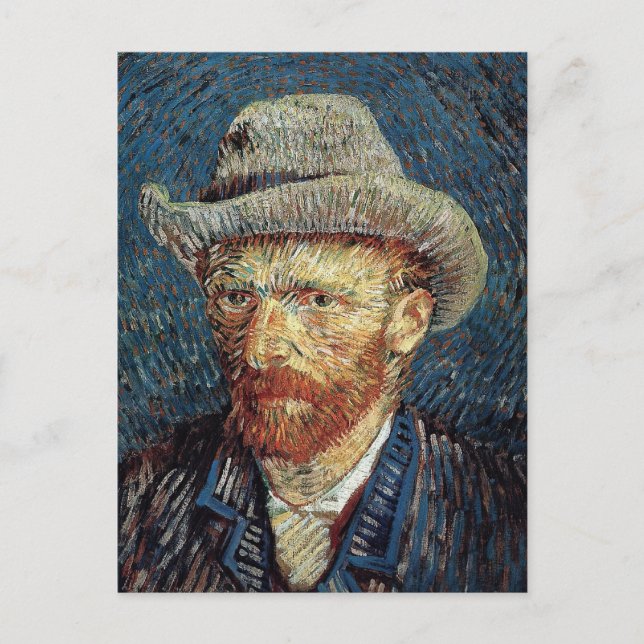 Cartão Postal Autoretrato de Van Gogh com Cinza Felt Hat (Frente)