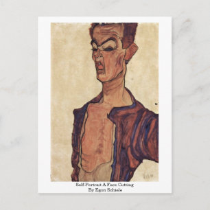 Cartão Postal Autoretrato Um Rosto Cortando Por Egon Schiele