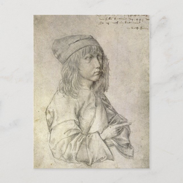 Cartão Postal Autorretrato aos 13 anos por Albrecht Durer (Frente)