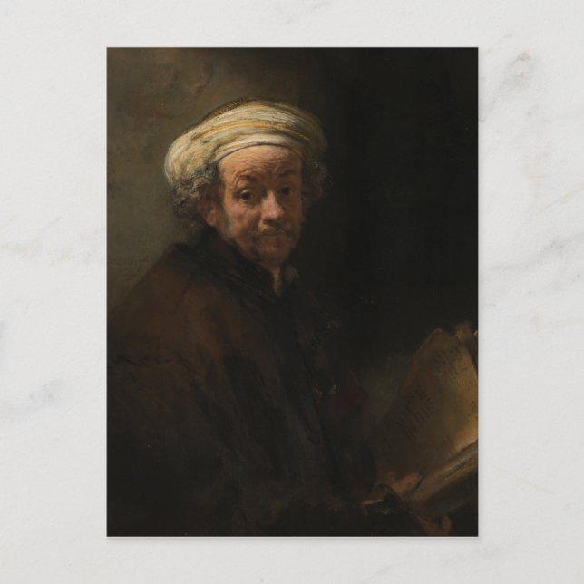 Cartão Postal Autorretrato como apóstolo Paul por Rembrandt (Frente)