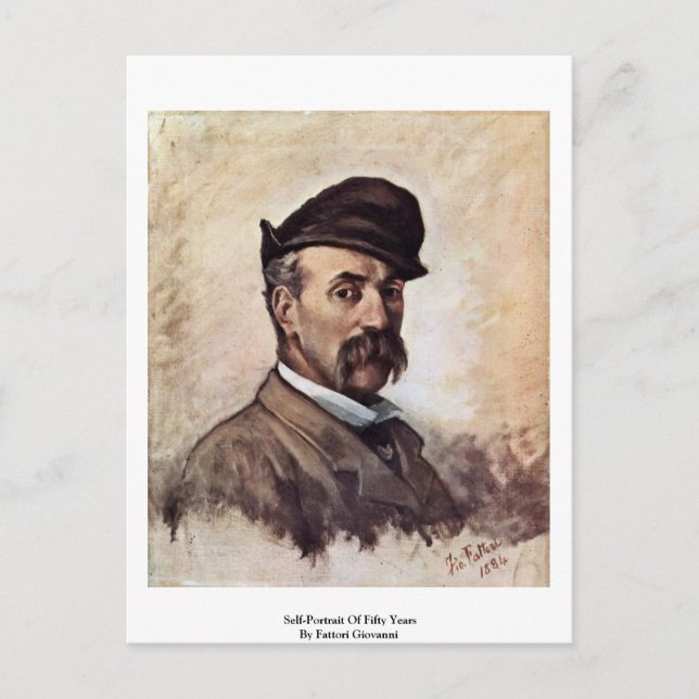 Cartão Postal Autorretrato De Cinquenta Anos Por Fattori Giovann (Frente)