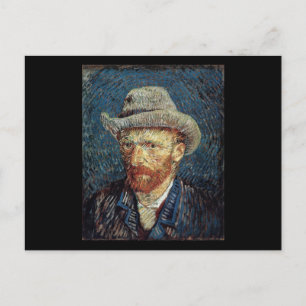 Cartão Postal Autorretrato de Van Gogh com Chapéu de Feltro Cinz