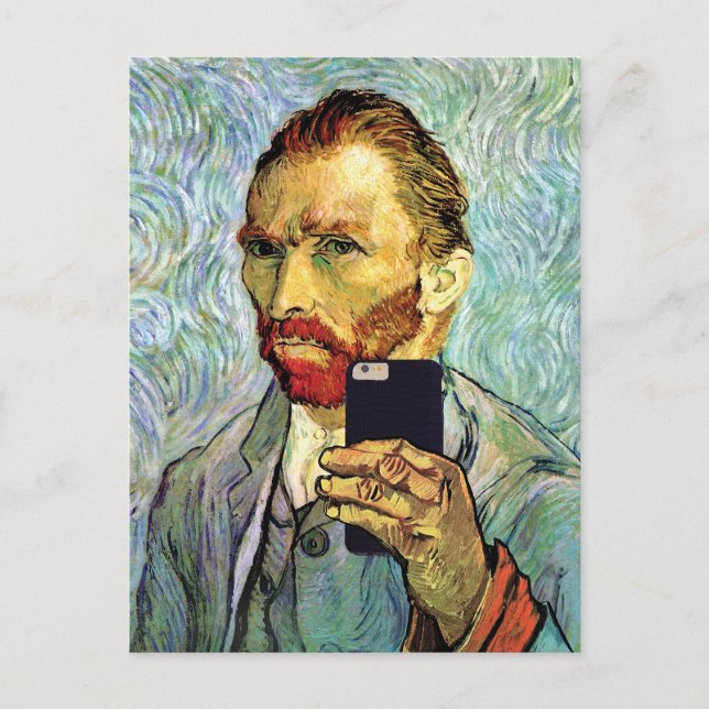 Cartão Postal Autorretrato de Vincent Van Gogh com Celular Selfi (Frente)