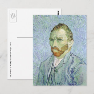 Cartão Postal Autorretrato em azul por Vincent van Gogh
