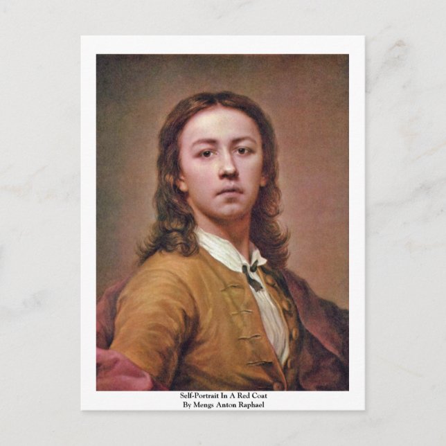 Cartão Postal Autorretrato Em Um Casaco Vermelho Por Mengs Anton (Frente)