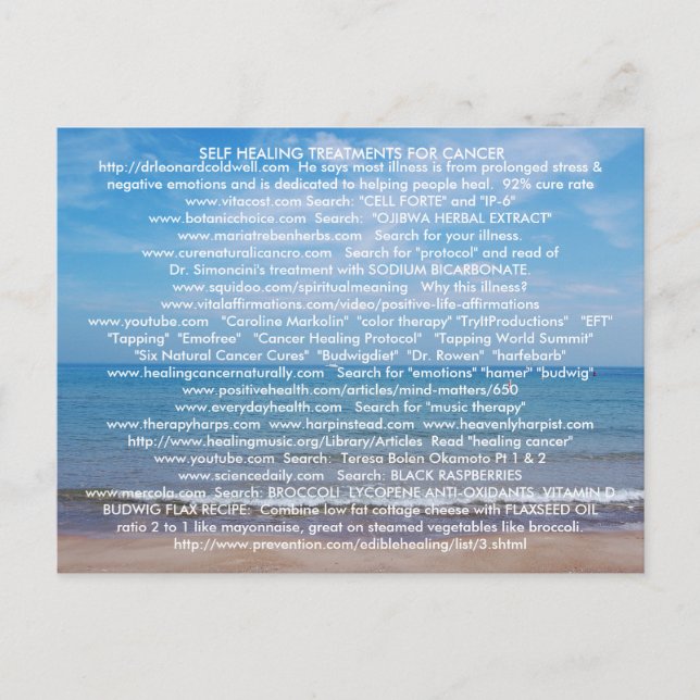 CARTÃO POSTAL AUTOSAÇÃO DO CANCER E DOENÇA (Frente)