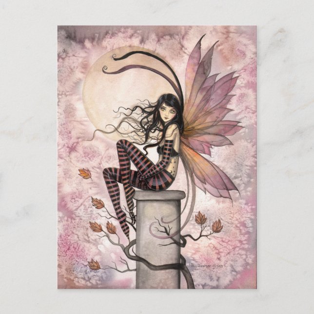 Cartão Postal Autumn Breezes Fairy Fantasy Art de Molly Harrison (Frente)