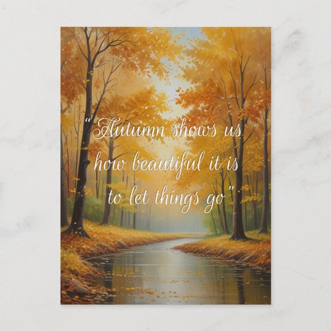 Cartão Postal Autumn cita Árvores Florestais Folham Formas (Frente)