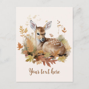 Cartão Postal Autumn Deer Fawn Fall Folhas