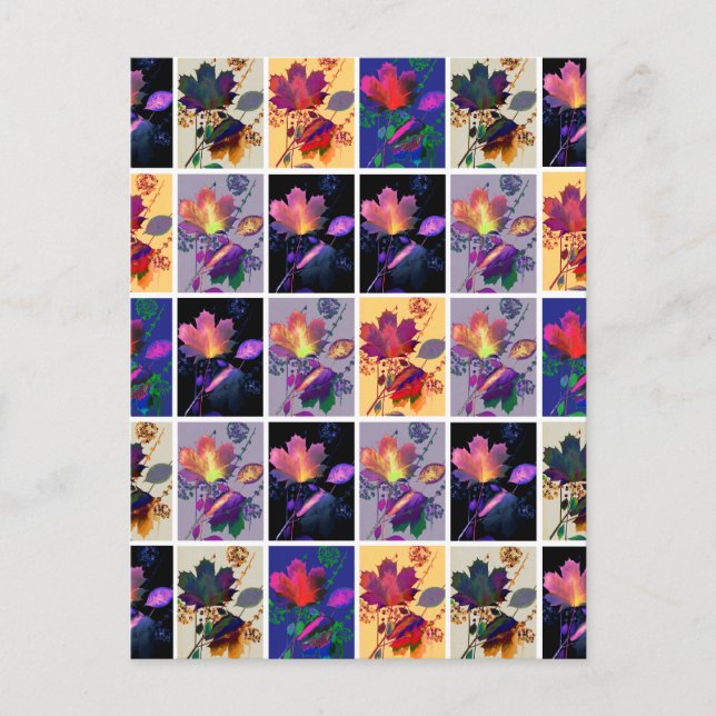 Cartão Postal Autumn Deixa Colagem de Colagem de Colheita de Pat (Frente)