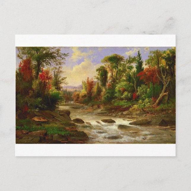 Cartão Postal Autumn Fall Forest River Robert Duncanson Destino (Frente)