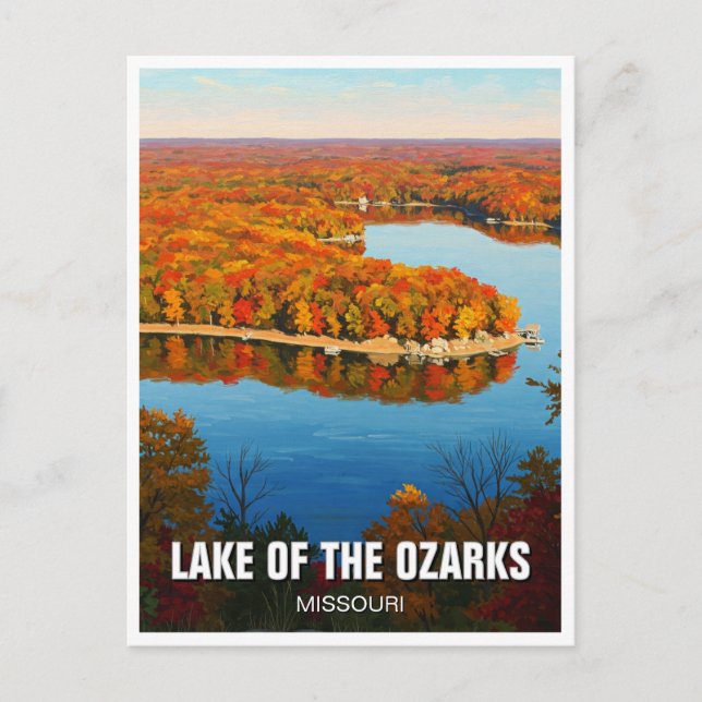 Cartão Postal Autumn Lake of Ozarks Missouri Viagem (Frente)