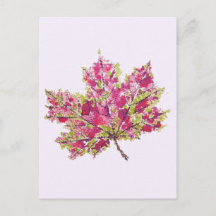 Cartão Postal Autumn Leaf Colortion Watercolor Boho