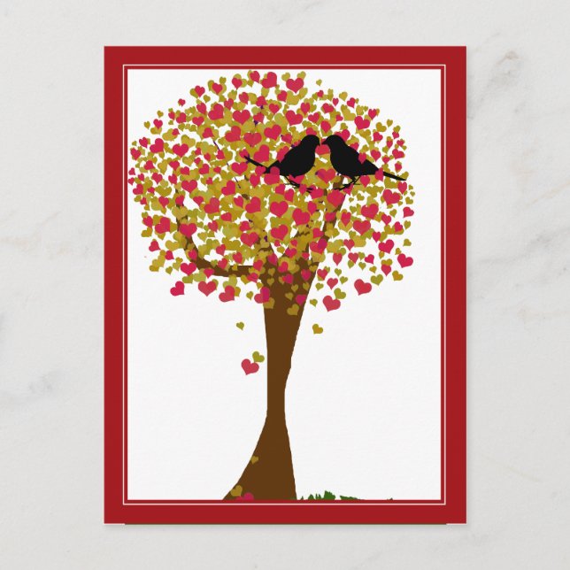 Cartão Postal Autumn Love Birds (Frente)