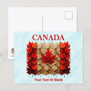 Cartão Postal Autumn Maple Leaf Canada Flag