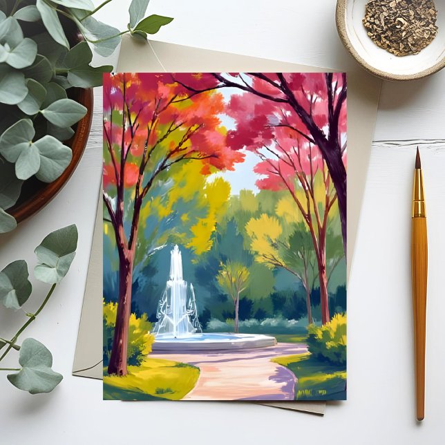 Cartão Postal Autumn Park Fall Foliage Watercolor (Criador carregado)