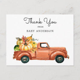 Cartão Postal Autumn Pumpkin Truck Drive Por Chá de fraldas