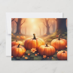 Cartão Postal Autumn Pumpkins e Forest Flowers Nature