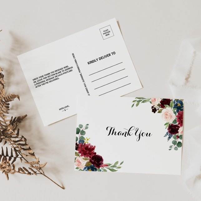 Cartão Postal Autumn Russe Dazzling Burgundy Obrigado (Criador carregado)