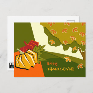 Cartão Postal Autumn Scenere Pumpkin Ação de Graças