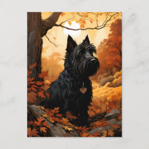 Cartão Postal Autumn Scottish Terrier
