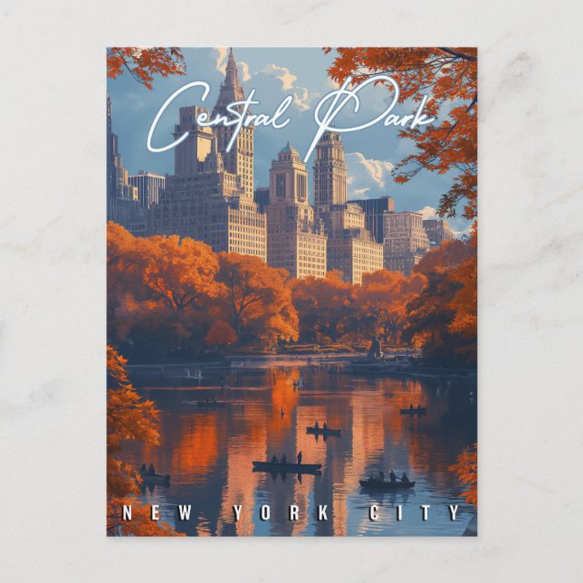 Cartão Postal Autumn Serenity: Central Park NYC Fall (Frente)