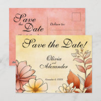 Autumn Watercolor Floral Terracotta Salvar a Data