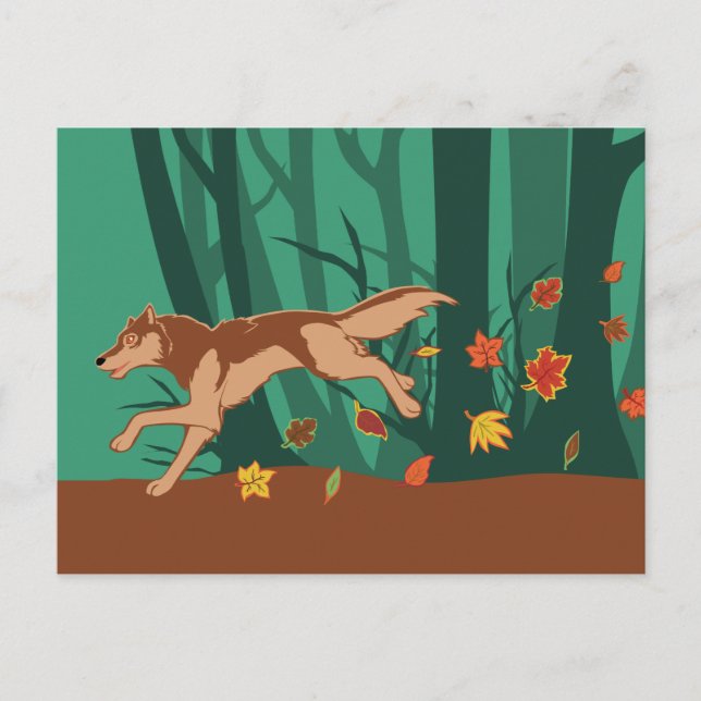 Cartão Postal Autumn Wolf (Frente)