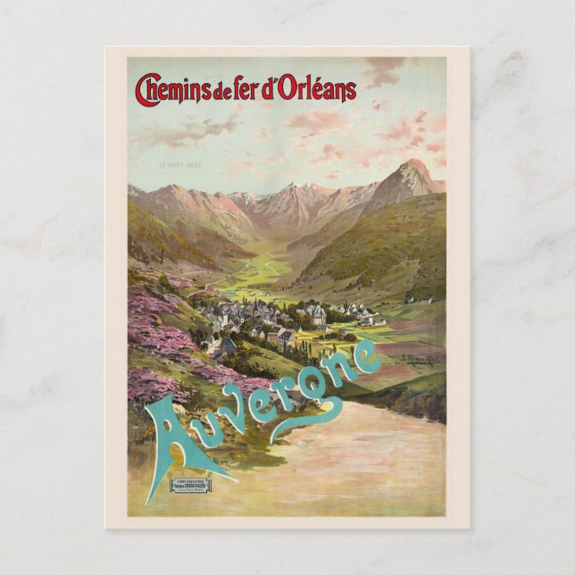 Cartão Postal Auvergne France Poster vintage 1898 (Frente)