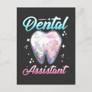Cartão Postal Auxiliar Dentário Floral Dente Profissão de Dentis