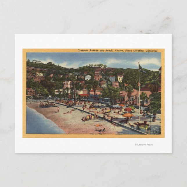 Cartão Postal Avalon View of Crescent Ave. & Praia (Frente)