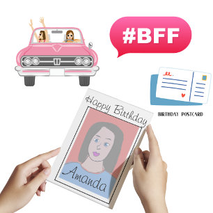 Cartão Postal Avatar de Melhor Amiga Personalizado de Aniversári
