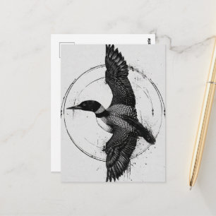Cartão Postal Ave do estado de Minnesota Loon em voo