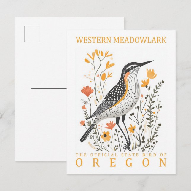 Cartão Postal Ave Meadowlark Ocidental do Viagem do Oregon (Frente/Verso)