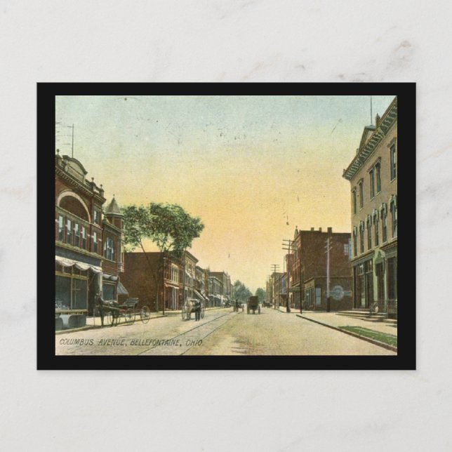 Cartão Postal Avenida Columbus, Bellefontaine, Ohio, 1910 (Frente)