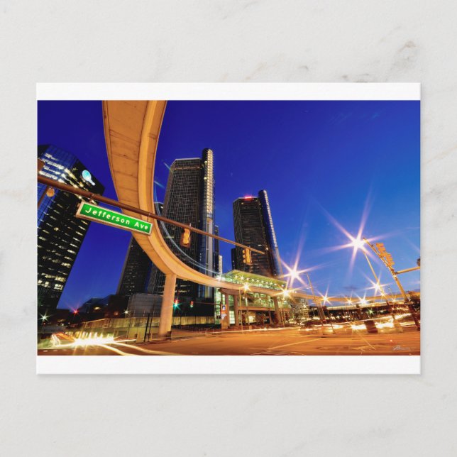 Cartão Postal Avenida Detroit Michigan Jefferson (Frente)