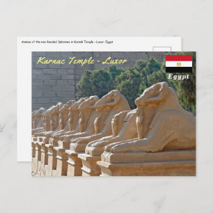 Cartão Postal Avenida Esfinges no Templo de Karnak - Egito
