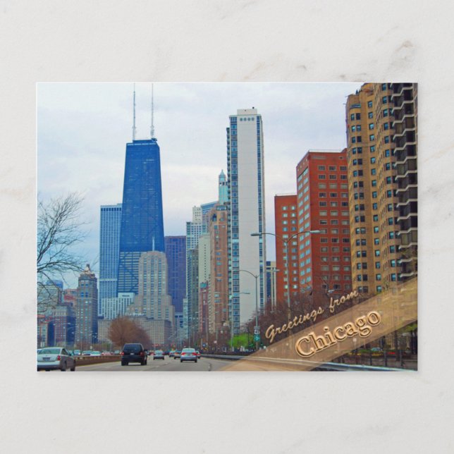 Cartão Postal Avenida Michigan de Chicago (Frente)