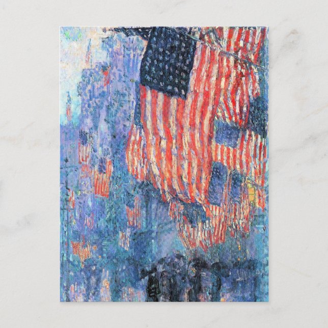 Cartão Postal Avenida na Chuva por Frederick Childe Hassam (Frente)