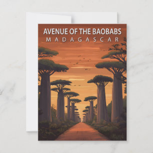 Cartão Postal Avenida Vintage dos Baobás Madagascar Viagem