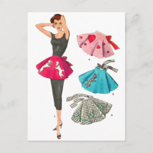Cartão Postal Avental retro da saia da caniche da forma do 50