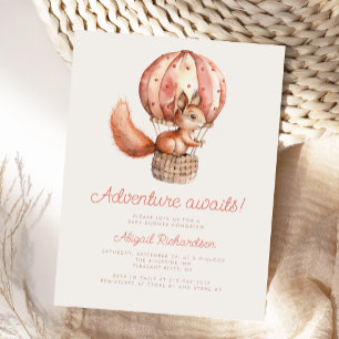 Cartão Postal Aventura Aguarda Chá de fraldas de Balão de Esquil