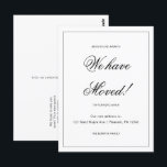 Cartão Postal Aventura Aguarda Novo Anúncio de Movimentação de E<br><div class="desc">Este simples cartão postal de anúncio em movimento preto e branco apresenta um design clássico com um roteiro elegante. Esta mudança minimalista no cartão postal do anúncio de endereço apresenta uma fronteira enquadrada e notícias de sua grande jogada. A parte traseira deste novo cartão postal de anúncio de endereço básico...</div>