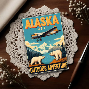 Cartão Postal Aventura ao Ar Livre no Alasca Viagem Vintage