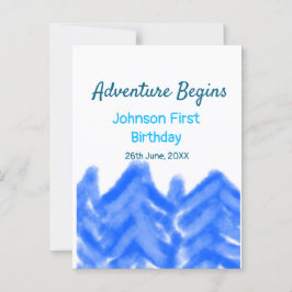 Cartão Postal Aventura azul aqua começa aniversário de 1 ano mon