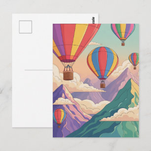 Cartão Postal Aventura de balão de ar quente na montanha