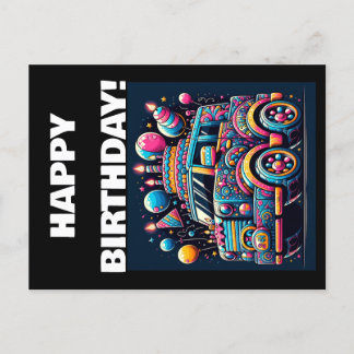 Cartão Postal Aventura de Ônibus de Aniversário